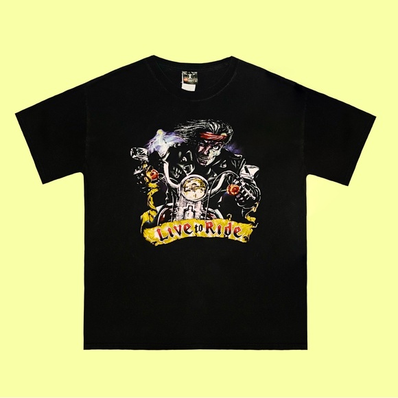 2012 biker “live to ride” half human half skeleton t-shirt. - Picture 1 of 4